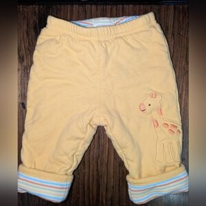 🦒 Gymboree Brand New Baby Giraffe Alphabet Yellow Striped Reversible Pants 3-6